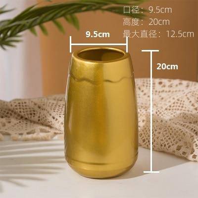 Vase Géométrique en Céramique Dorée | Marco Lucetti C / 20cm