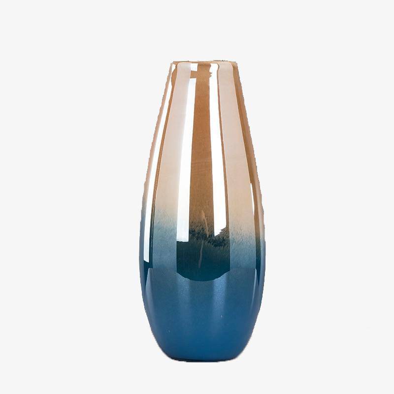 Vase Luxury Bleu et Doré - Design Arrondi | Marco Lucetti