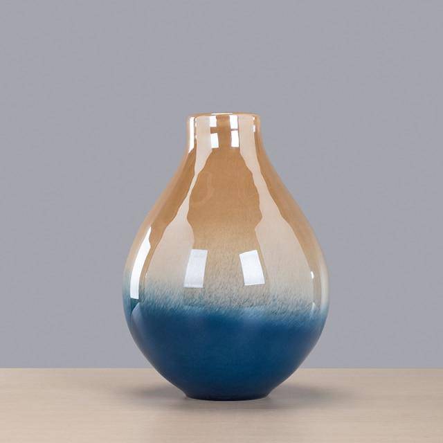 Vase Luxury Bleu et Doré - Design Arrondi | Marco Lucetti M