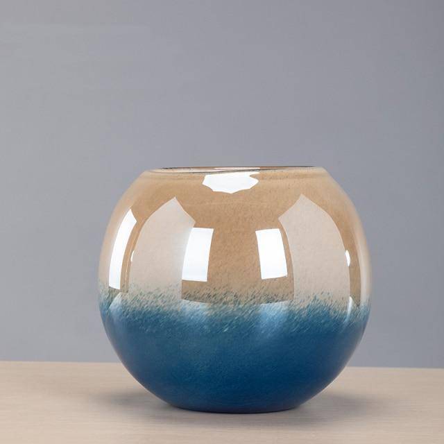 Vase Luxury Bleu et Doré - Design Arrondi | Marco Lucetti S