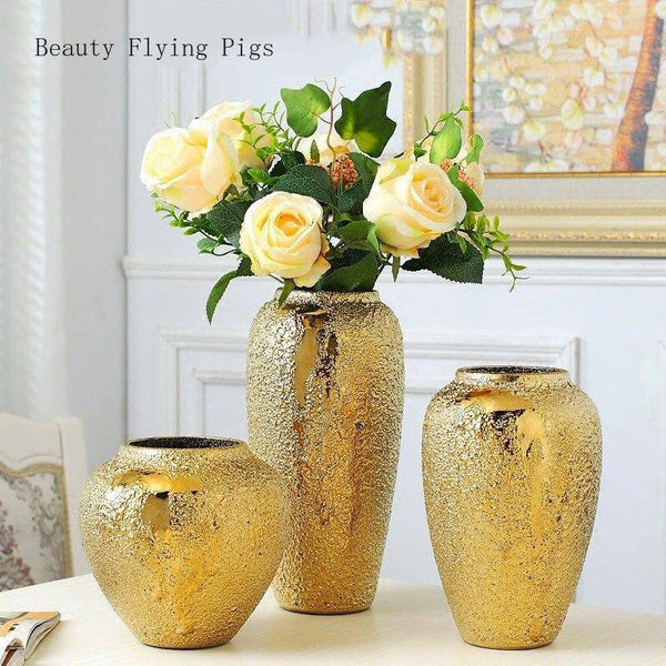 Vase Luxury en céramique dorée | Marco Lucetti