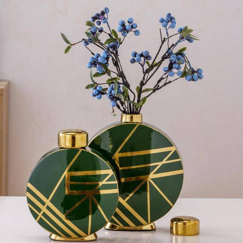 Vase Luxury Noir et Or Geométrique | Marco Lucetti