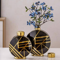 Vase Luxury Noir et Or Geométrique | Marco Lucetti