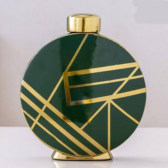 Vase Luxury Noir et Or Geométrique | Marco Lucetti Vert - L