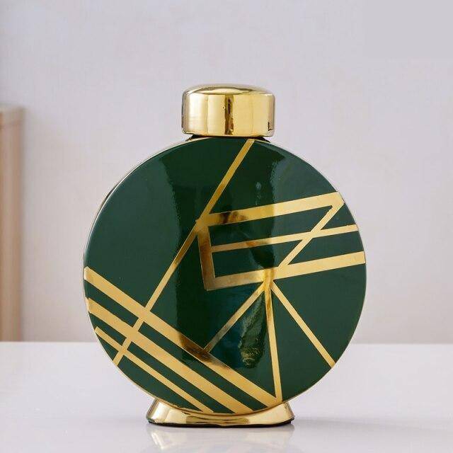 Vase Luxury Noir et Or Geométrique | Marco Lucetti Vert - S