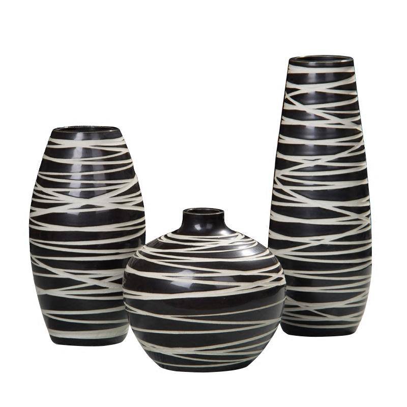 Vase Zèbre en Céramique Noire | Marco Lucetti