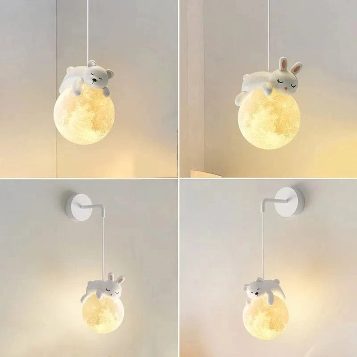 Veilleuse 3D : Ours, Lune, Lapin - Idéale pour le Chevet de l'Enfant | Marco Lucetti