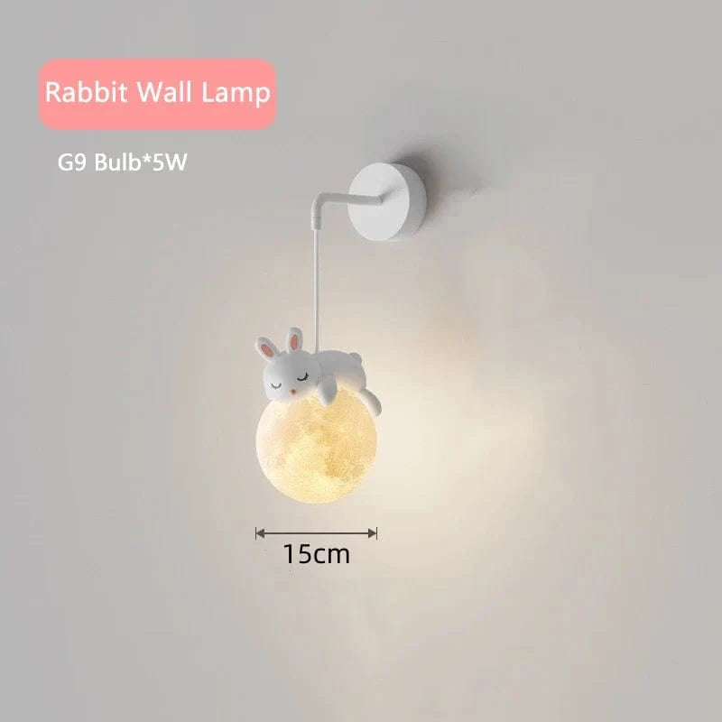 Veilleuse 3D : Ours, Lune, Lapin - Idéale pour le Chevet de l'Enfant | Marco Lucetti Applique Lapin / Lumière chaude