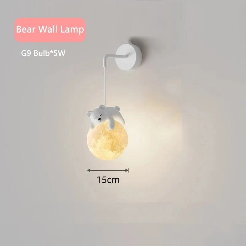 Veilleuse 3D : Ours, Lune, Lapin - Idéale pour le Chevet de l'Enfant | Marco Lucetti Applique Ours / Lumière chaude