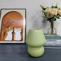 Veilleuse champignon en verre rayé LED | Marco Lucetti Texture verte (USB)