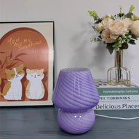 Veilleuse champignon en verre rayé LED | Marco Lucetti Texture violette (USB)