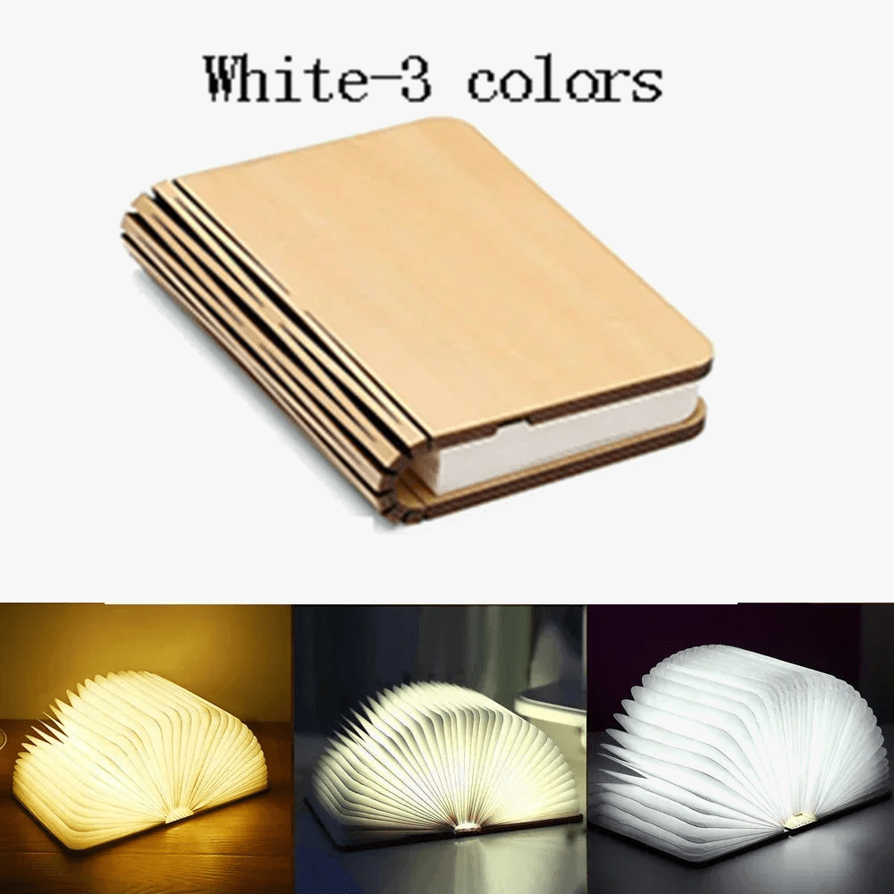 Veilleuse LED 3D pliante colorée RGB rechargeable par USB en bois - Lampe de table livre pour chambre d'enfant | Marco Lucetti