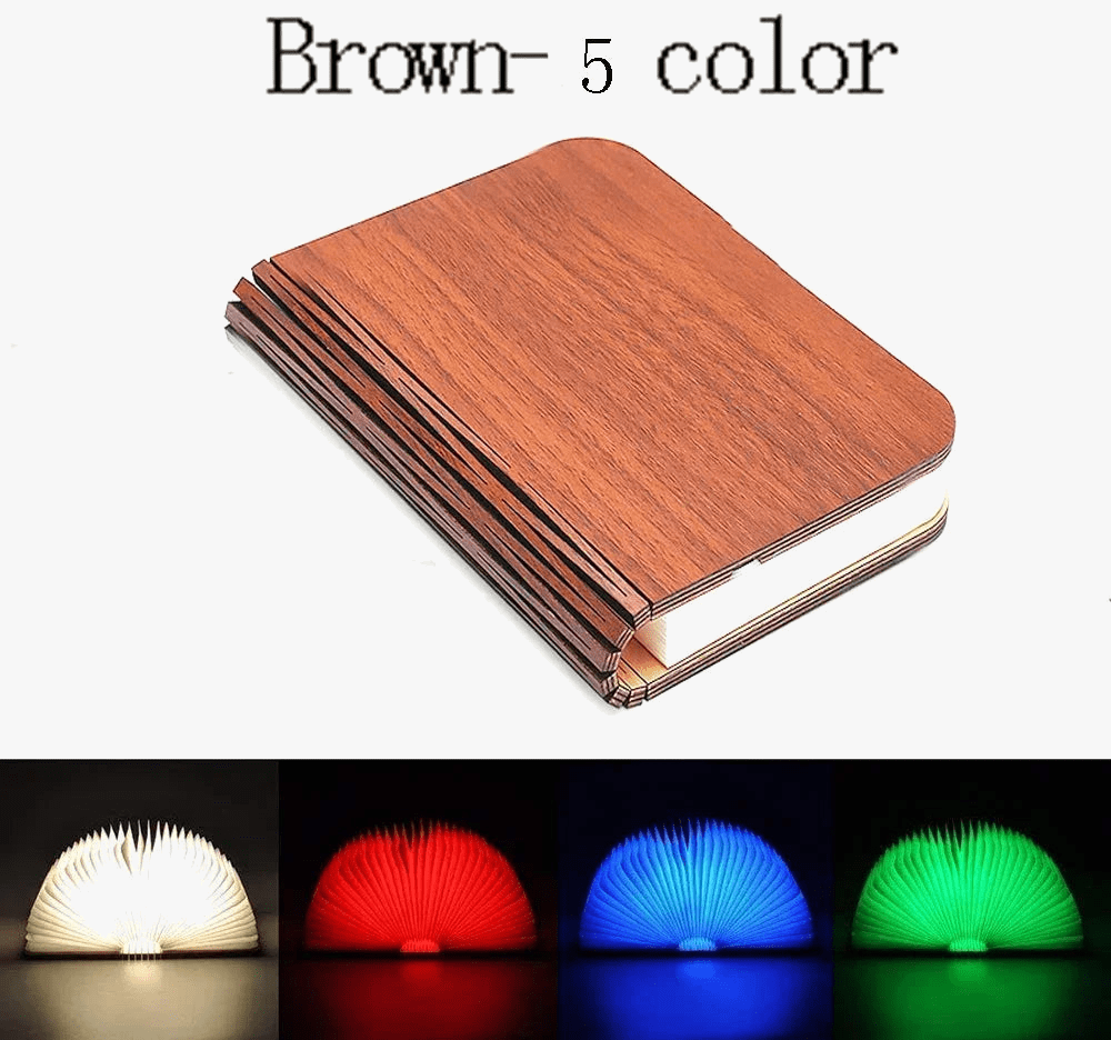 Veilleuse LED 3D pliante colorée RGB rechargeable par USB en bois - Lampe de table livre pour chambre d'enfant | Marco Lucetti