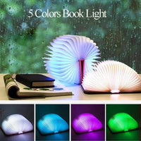 Veilleuse LED 3D pliante colorée RGB rechargeable par USB en bois - Lampe de table livre pour chambre d'enfant | Marco Lucetti