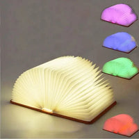 Veilleuse LED 3D pliante colorée RGB rechargeable par USB en bois - Lampe de table livre pour chambre d'enfant | Marco Lucetti