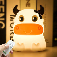 Veilleuse Mignon Vache 7 Couleurs En Silicone Souple - Lampe Enfant Veilleuse À Distance LED | Marco Lucetti Télécommande de chargement USB