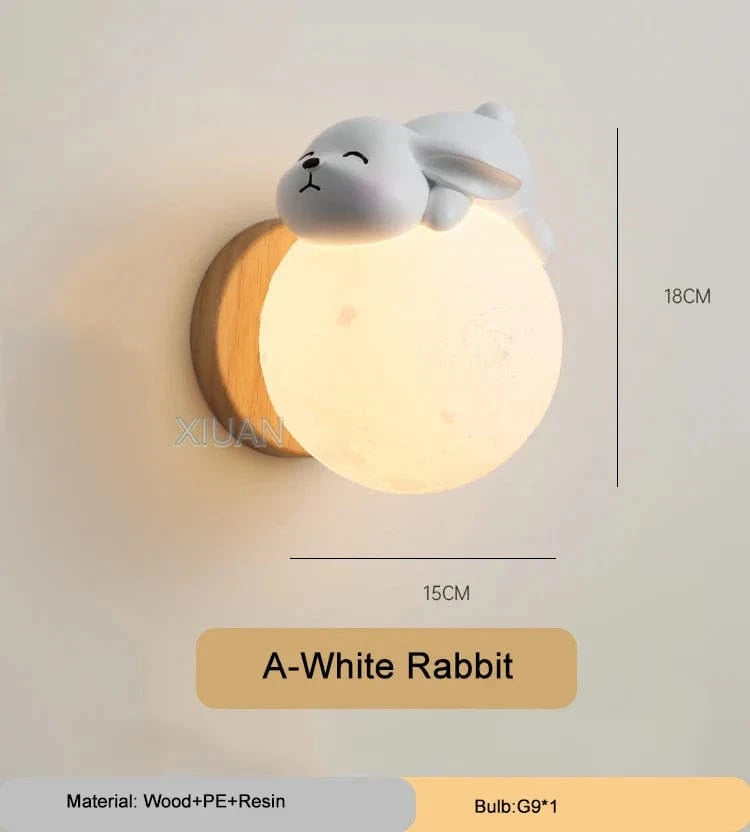 Veilleuse murale animaux pour chambre d'enfant | Marco Lucetti Lapin blanc