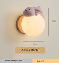 Veilleuse murale animaux pour chambre d'enfant | Marco Lucetti Lapin Rose