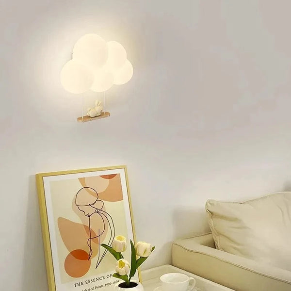 Veilleuse Singe Lumineuse pour Chambre d'Enfant - Lampe de Chevet Nuage Blanc et Applique Animale | Marco Lucetti