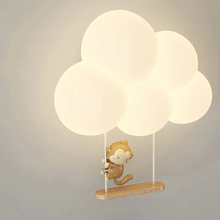 Veilleuse Singe Lumineuse pour Chambre d'Enfant - Lampe de Chevet Nuage Blanc et Applique Animale | Marco Lucetti