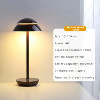 Veilleuse Vintage LED Sans Fil Rechargeable | Marco Lucetti Couleur bois noyer