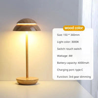 Veilleuse Vintage LED Sans Fil Rechargeable | Marco Lucetti Couleur du bois