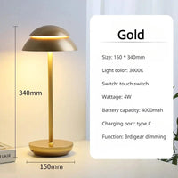 Veilleuse Vintage LED Sans Fil Rechargeable | Marco Lucetti Couleur or