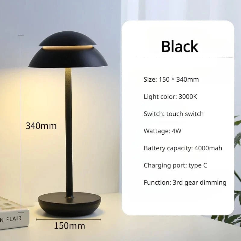 Veilleuse Vintage LED Sans Fil Rechargeable | Marco Lucetti Noir