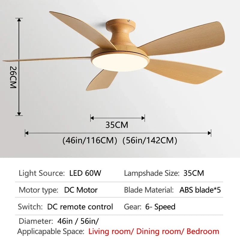 Ventilateur de plafond bas moderne avec lumière LED et télécommande DC - Élégance Lumineuse | Marco Lucetti