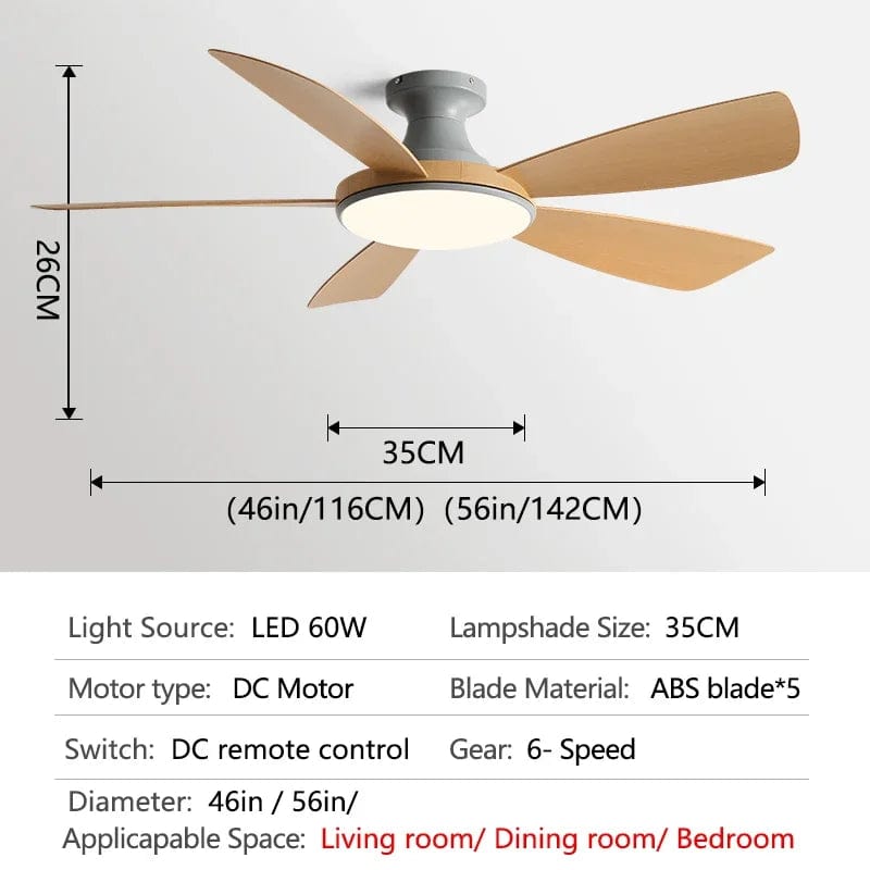 Ventilateur de plafond bas moderne avec lumière LED et télécommande DC - Élégance Lumineuse | Marco Lucetti