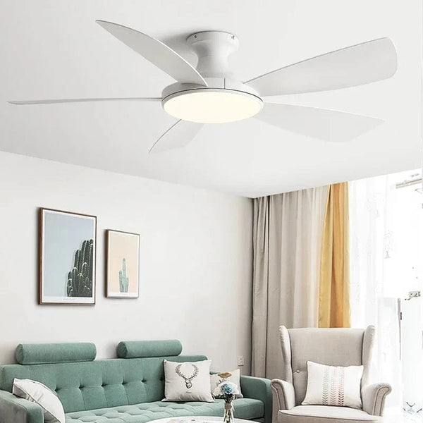 Ventilateur de plafond bas moderne avec lumière LED et télécommande DC - Élégance Lumineuse | Marco Lucetti