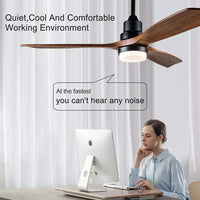 Ventilateur de plafond Bois Naturel avec 3 pales, Lumière intégrée et Télécommande | Marco Lucetti