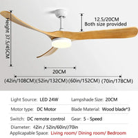 Ventilateur de plafond bois naturel de luxe avec LED - Réversible Été Hiver | Marco Lucetti