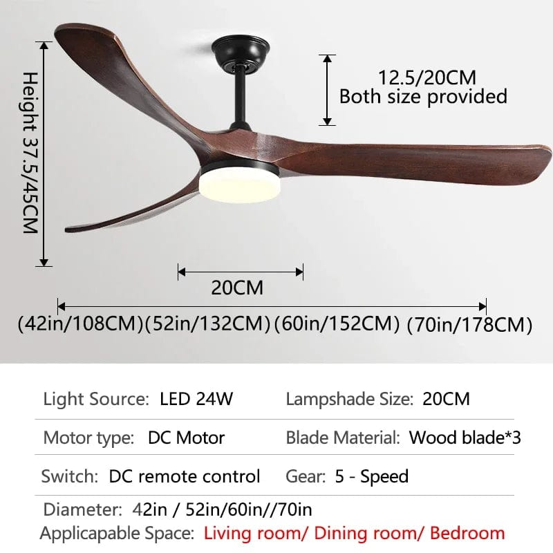 Ventilateur de plafond bois naturel de luxe avec LED - Réversible Été Hiver | Marco Lucetti