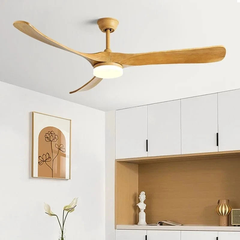 Ventilateur de plafond bois naturel de luxe avec LED - Réversible Été Hiver | Marco Lucetti