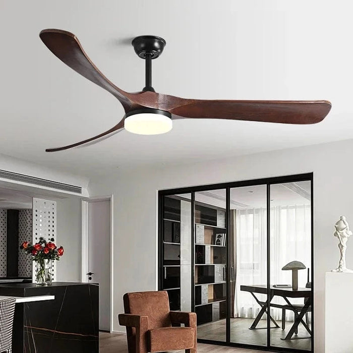 Ventilateur de plafond bois naturel de luxe avec LED - Réversible Été Hiver | Marco Lucetti