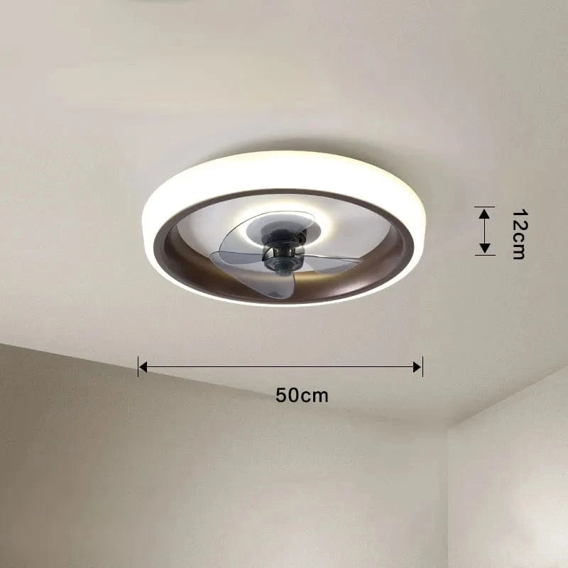 Ventilateur De Plafond Design 50CM pour Chambre et Salon - Ventilateur Silencieux avec Éclairage LED | Marco Lucetti Brun