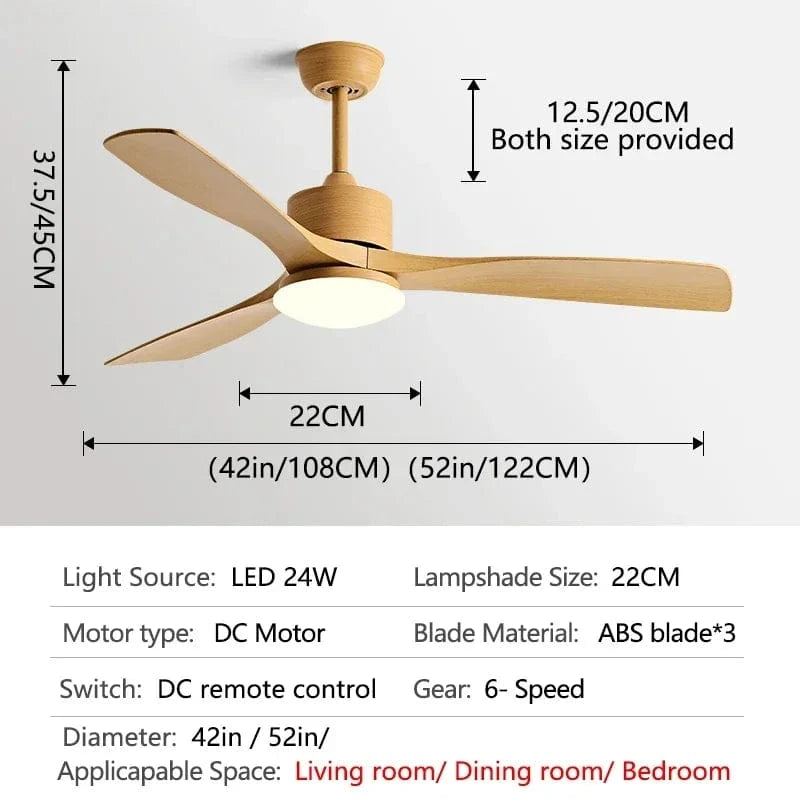 Ventilateur de plafond en bois lumineux avec télécommande - ÉcoBreezeLux | Marco Lucetti Grains de bois entiers / 36 pouces / 110V