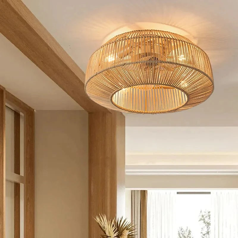 Ventilateur de plafond en rotin de bambou Wabi-Sabi - Luminaire invisible de cuisine | Marco Lucetti