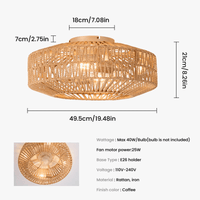 Ventilateur de plafond en rotin Rétro Breeze avec lumière et télécommande | Marco Lucetti