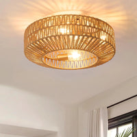 Ventilateur de plafond en rotin Rétro Breeze avec lumière et télécommande | Marco Lucetti