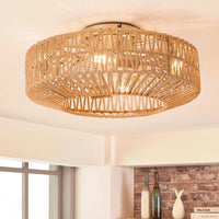 Ventilateur de plafond en rotin Rétro Breeze avec lumière et télécommande | Marco Lucetti