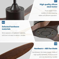 Ventilateur de plafond industriel vintage en bois avec télécommande, sans lumière | Marco Lucetti