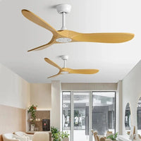 Ventilateur de plafond industriel vintage en bois avec télécommande, sans lumière | Marco Lucetti
