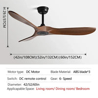 Ventilateur de plafond industriel vintage en bois avec télécommande, sans lumière | Marco Lucetti