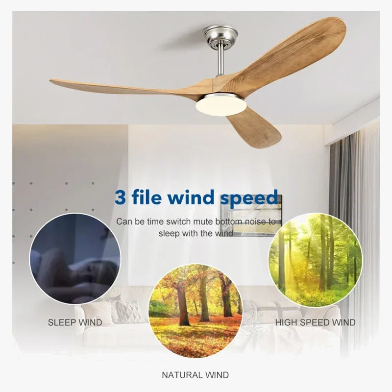 Ventilateur de plafond industriel vintage en bois - Édition sans lumière