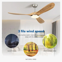 Ventilateur de plafond industriel vintage en bois - Édition sans lumière