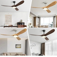 Ventilateur de plafond industriel vintage en bois - Édition sans lumière