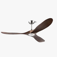 Ventilateur de plafond industriel vintage en bois - Édition sans lumière