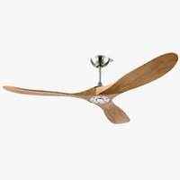 Ventilateur de plafond industriel vintage en bois - Édition sans lumière